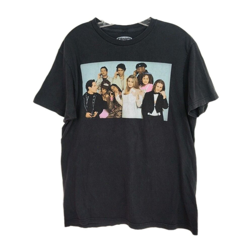 Clueless Graphic Print T-Shirt Women's Size L Black Short Sleeves